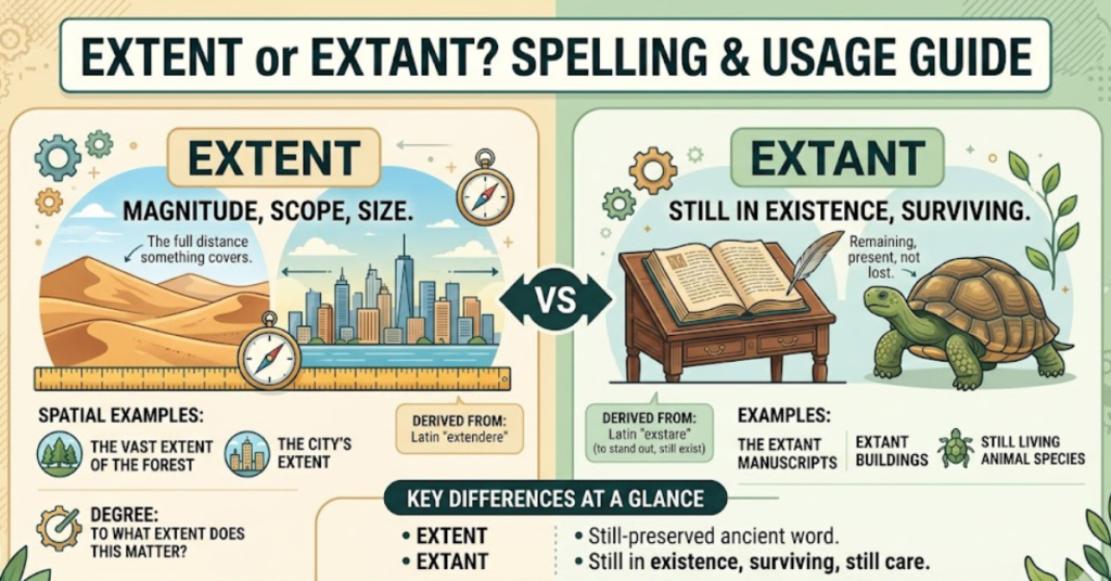 Extent vs Extant: Meaning, Differences & Usage