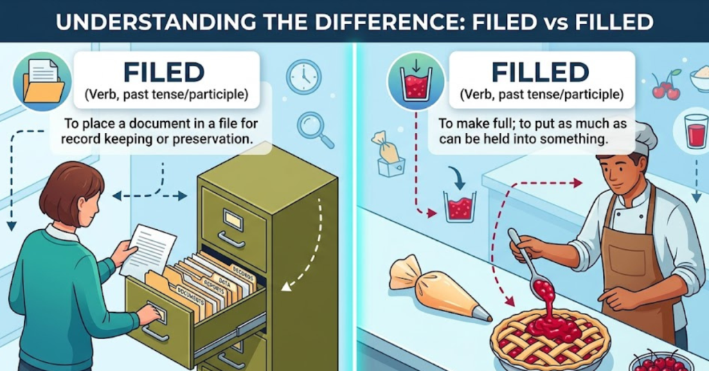 Filed vs Filled: Meaning, Difference & Usage Explained