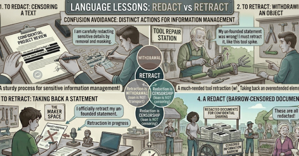 Redact vs Retract: Meaning, Differences, and Examples