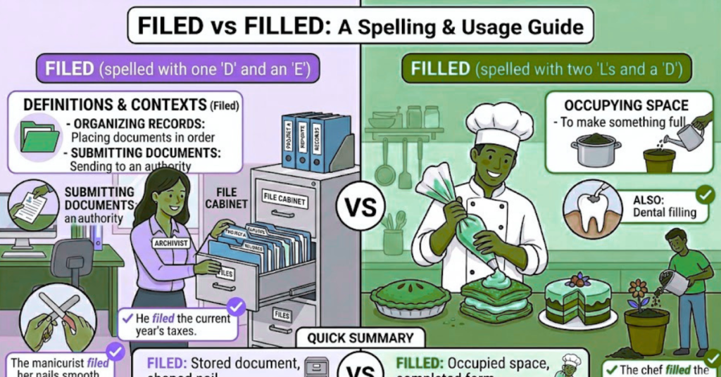 Filed vs Filled: Meaning, Difference, and Usage Explained