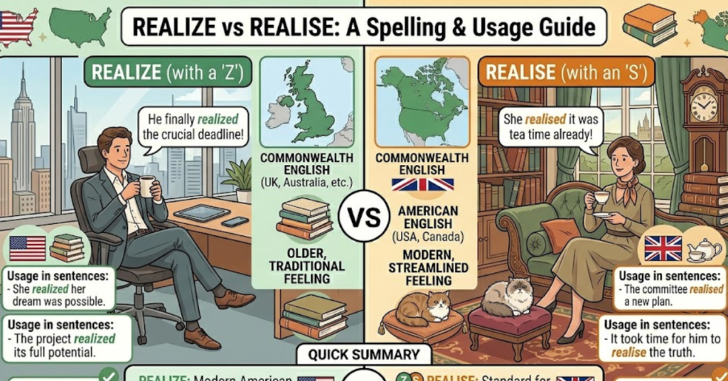 Realize or Realise: Spelling, Meaning, and Usage Guide