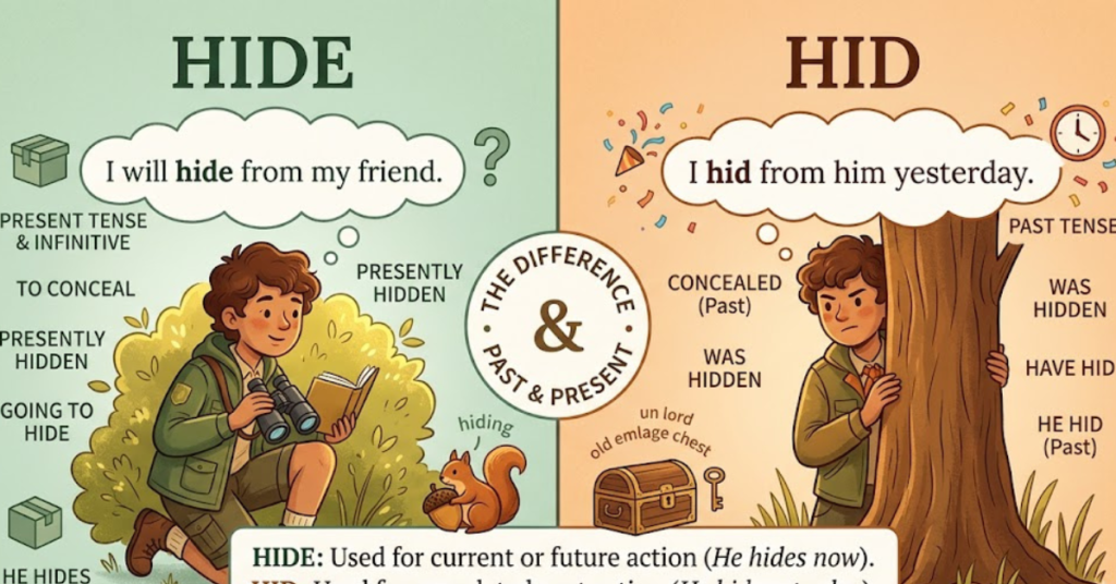 Hide or Hid: Meaning, Usage, and Grammar Explained