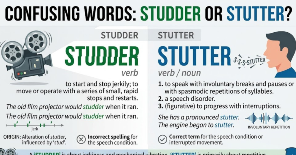 Stutter or Studder: Correct Spelling & Meaning Explained