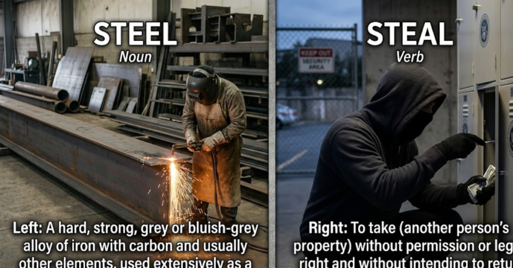 Steel vs Steal: Meaning, Spelling, and Usage