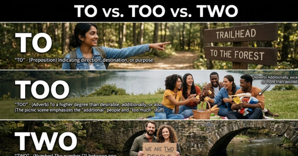 To vs Too vs Two: Meaning, Rules, and Examples