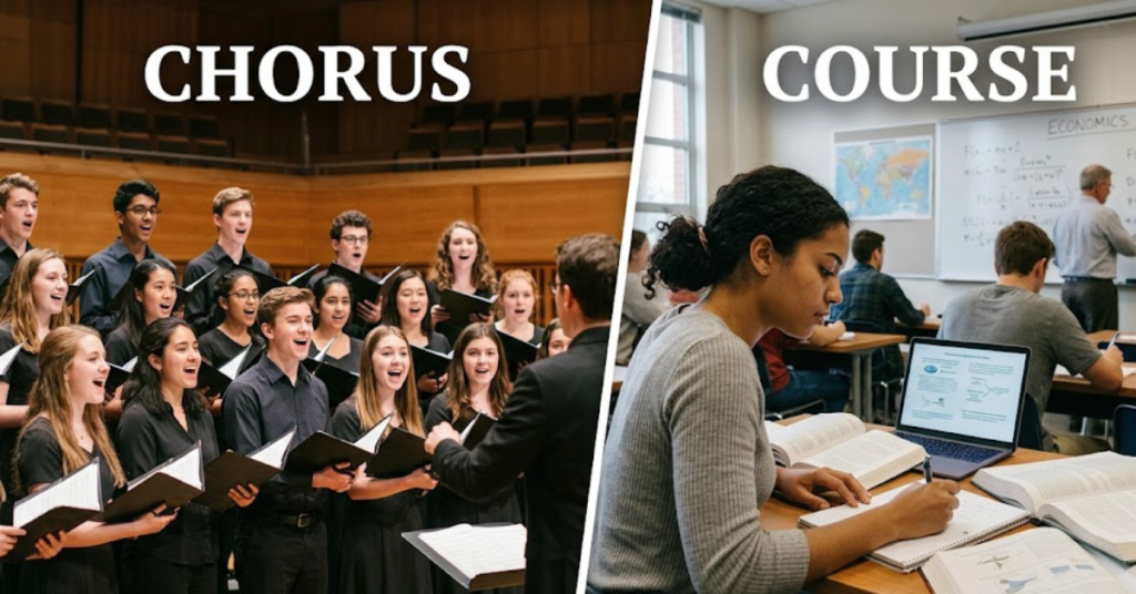 Chorus vs Course: Meaning, Differences, and Usage