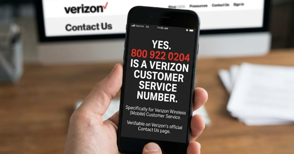 Is 800 922 0204 a Verizon customer service number?