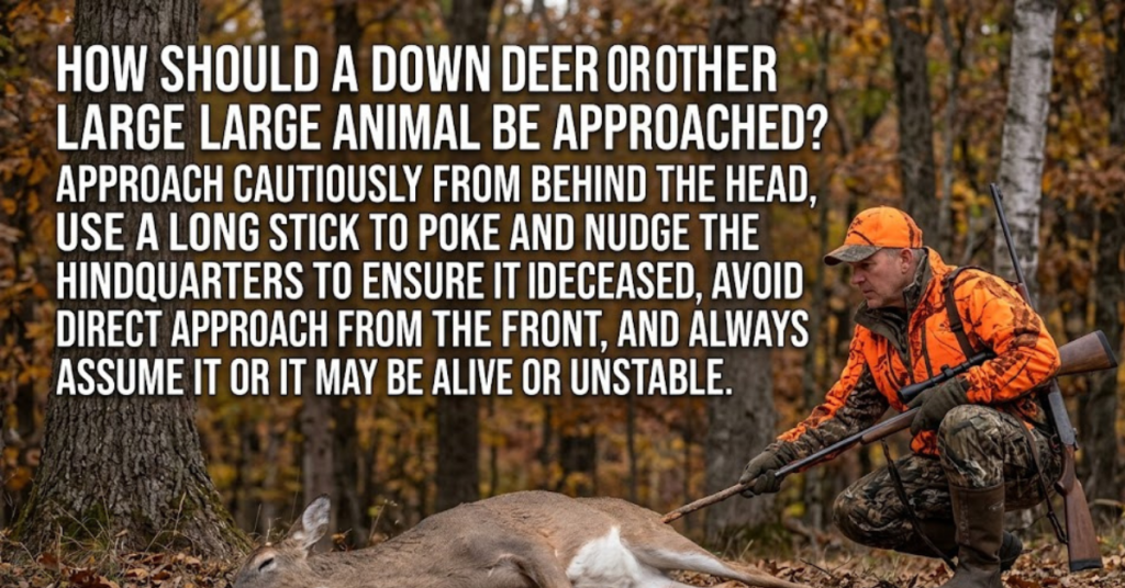 How Should a Downed Deer or Other Large Animal Be Approached?